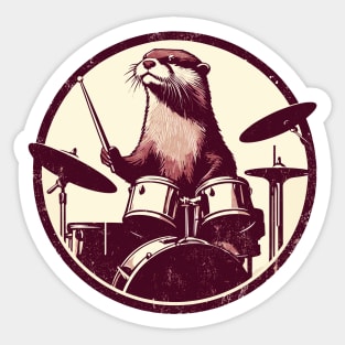 Funny otter drummer Sticker